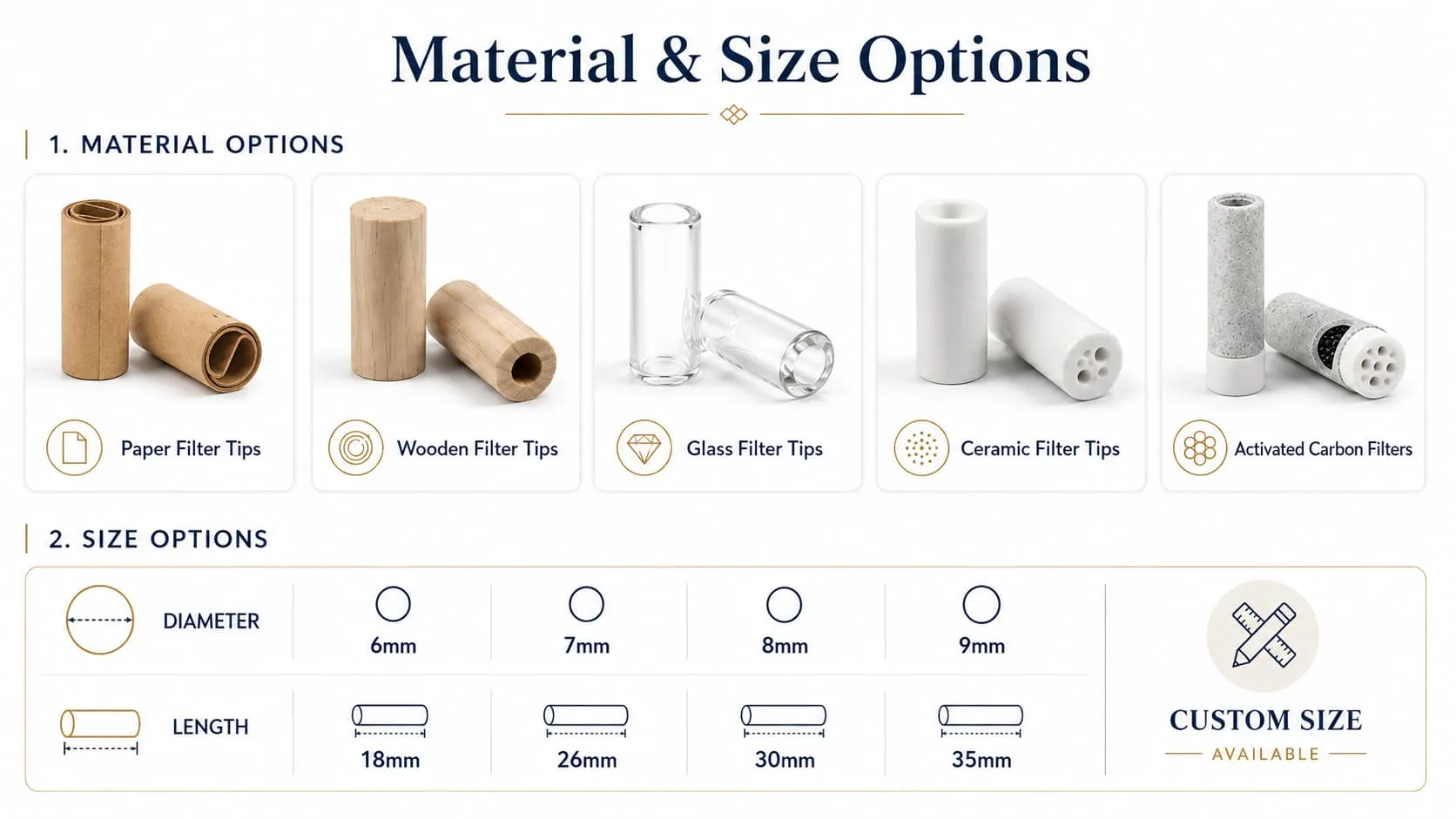 wooden filter tips with paper filter for cigar